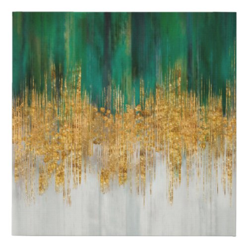 Green and gold motion abstract faux canvas print