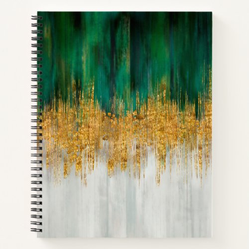 Green and gold motion abstract notebook