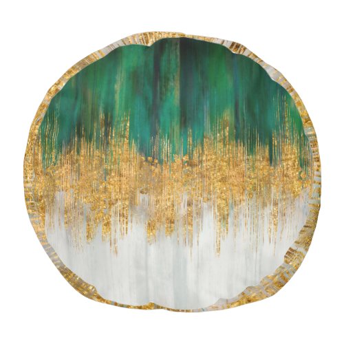 Green and gold motion abstract pouf