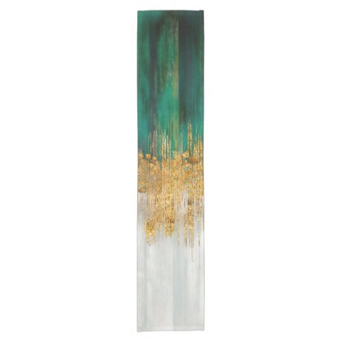Green and gold motion abstract short table runner