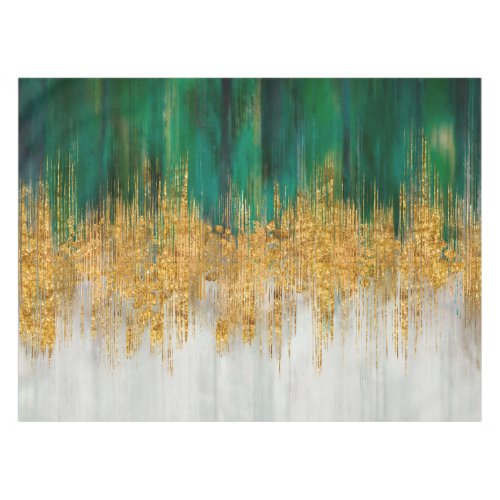 Green and gold motion abstract tablecloth