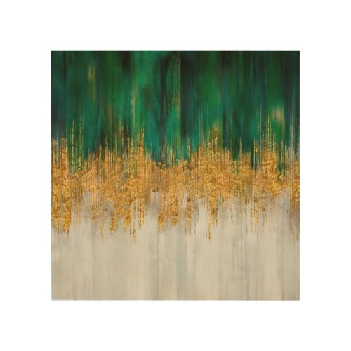 Green and gold motion abstract wood wall art
