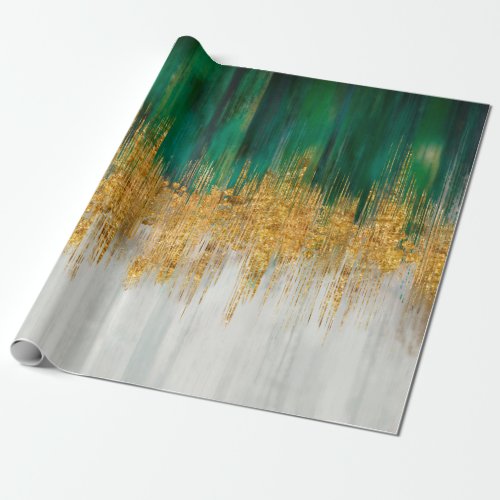 Green and gold motion abstract wrapping paper