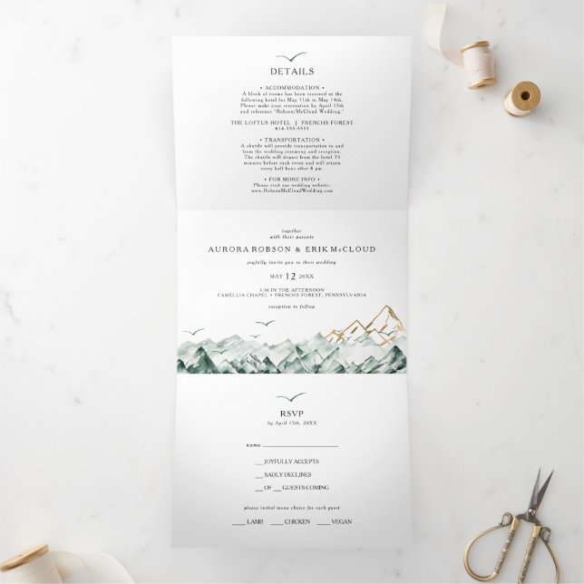 Green and Gold Mountain All In One Tri-fold (Inside)