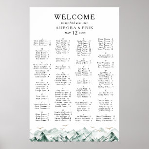 Green and Gold Mountain Alphabetical Seating Chart