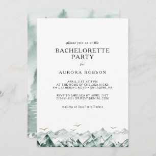 Green and Gold Mountain Bachelorette Party Invitat Invitation