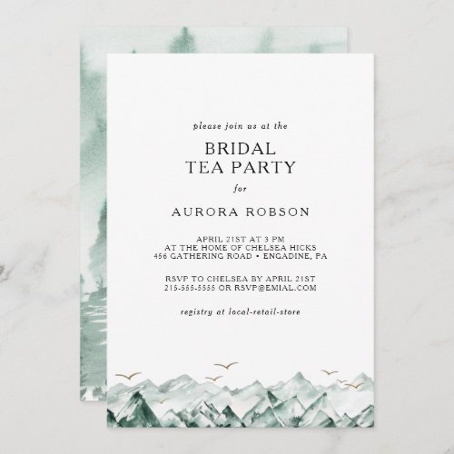 Green and Gold Mountain Bridal Tea Party Invitatio Invitation
