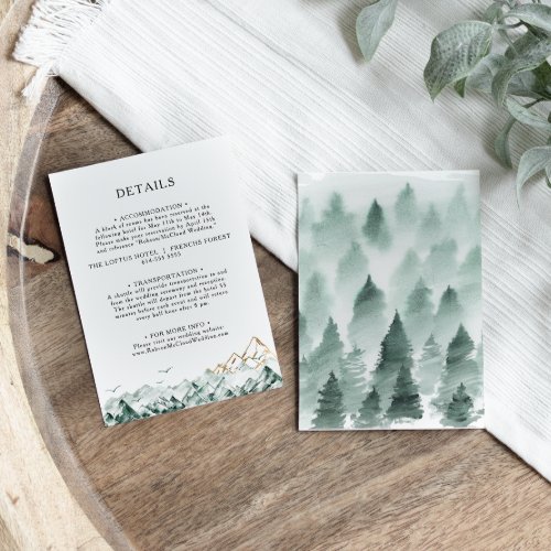 Green and Gold Mountain Details Enclosure Card