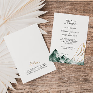 Green and Gold Mountain Elopement Announcement