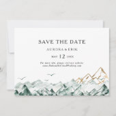 Green and Gold Mountain Horizontal Save the Date (Front)