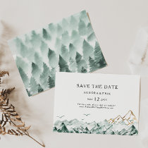 Green and Gold Mountain Horizontal Save the Date