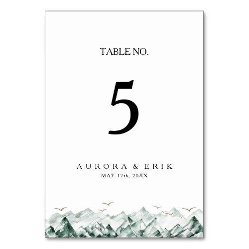 Green and Gold Mountain Table Number