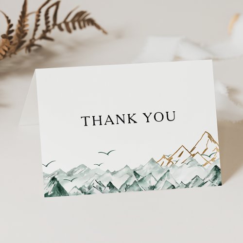 Green and Gold Mountain Thank You Card