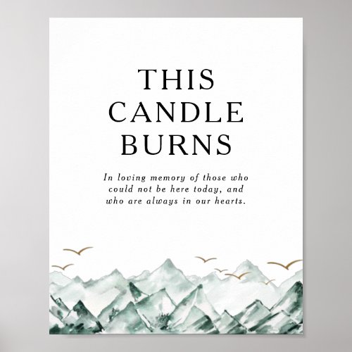 Green and Gold Mountain This Candle Burns Wedding Poster