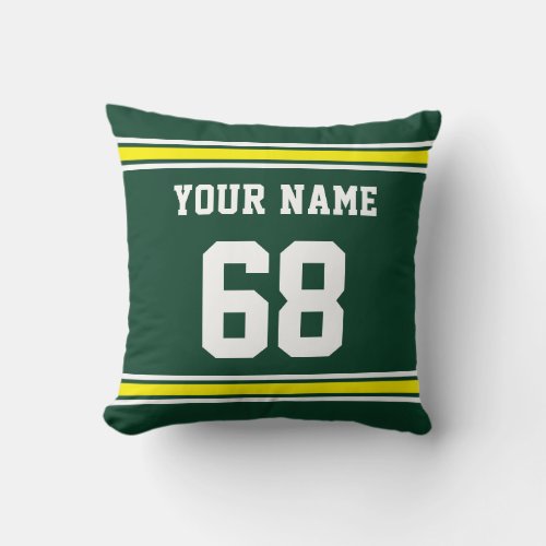 Green and Gold Name Number Custom Sports Pillows