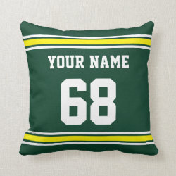 Green and Gold Name, Number Custom Sports Pillows
