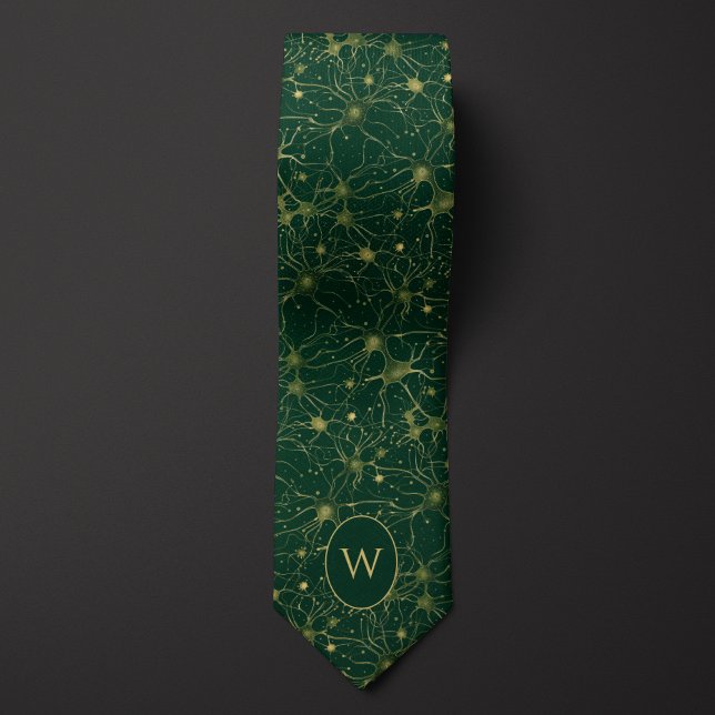 Green and Gold Neural Network Pattern Neck Tie (Creator Uploaded)