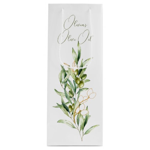 Green and Gold Olive Stem Business Merchandise Bag