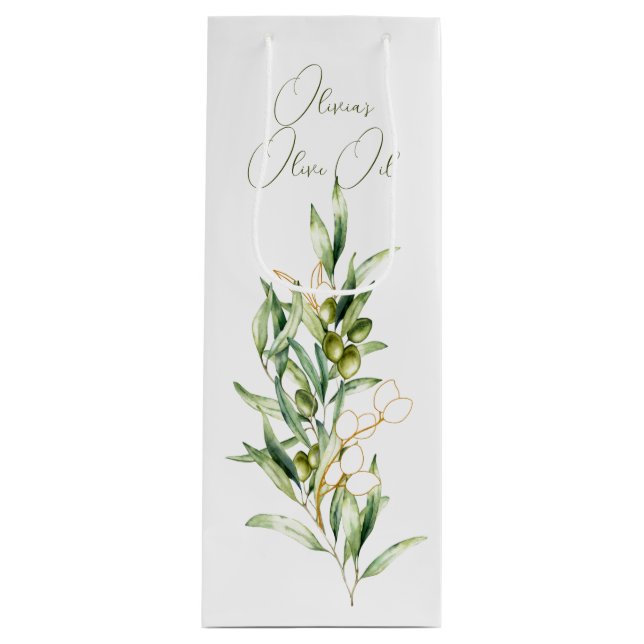 Green and Gold Olive Stem Business Merchandise Bag (Front)