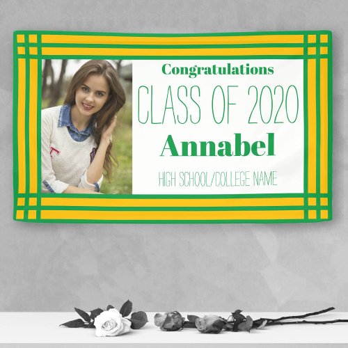 Green and Gold One Photo Geometric Grad Banner