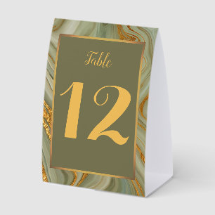 Green And Gold Onyx Marble Paper Table Tent