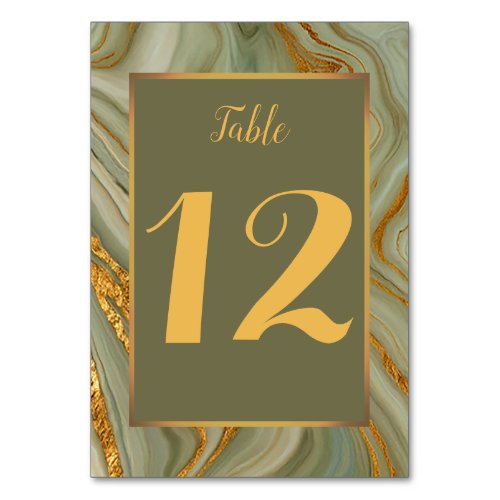 Green And Gold Onyx Marble Table Number