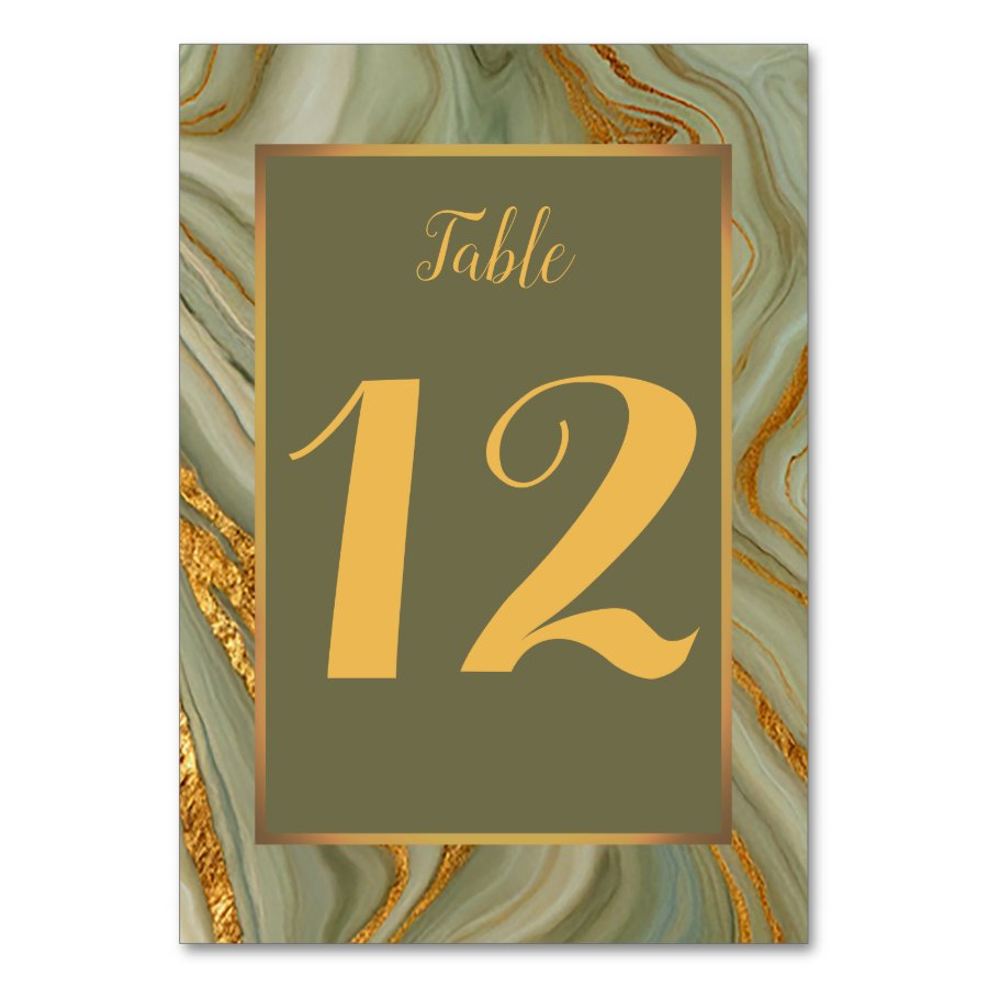 Green And Gold Onyx Marble Table Number
