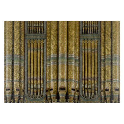 Green and gold organ pipes cutting board
