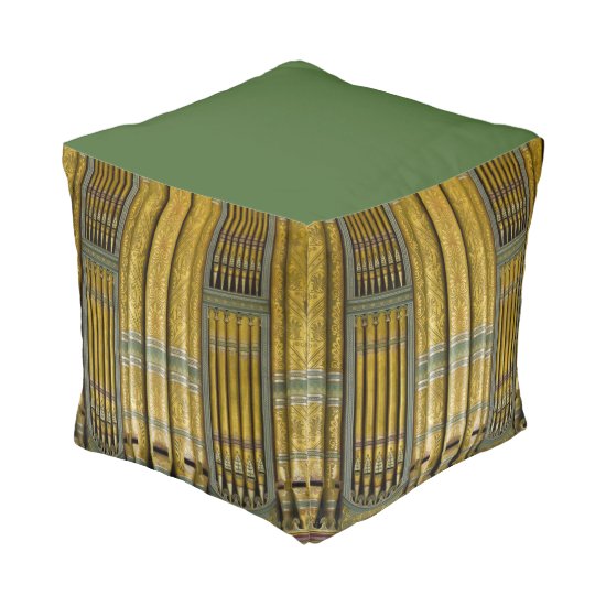 Green and gold organ pipes square pouf