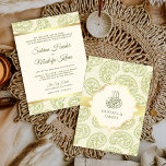 Green and Gold Paisley Islamic Muslim Wedding Invitation<br><div class="desc">Amaze your guests with this Islamic style wedding invitation featuring an elegant paisley pattern and faux gold foil accents with 'Bismillah' in Arabic calligraphy. Simply add your event details on this easy-to-use template to make it a one-of-a-kind invitation.</div>