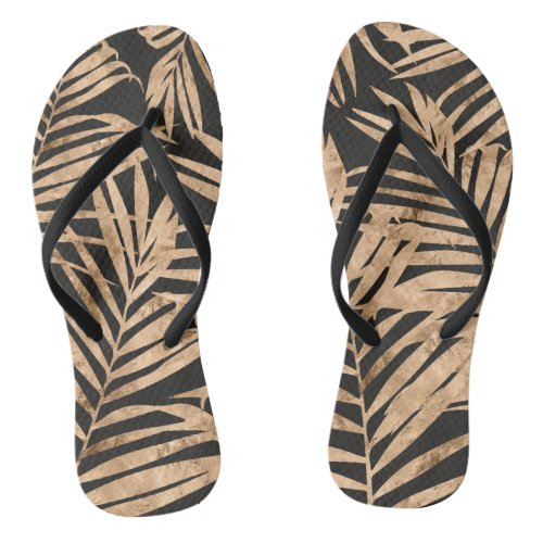 Green and gold palm fronds summer beach sandals