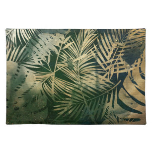 Green and Gold Palm Leaves Cloth Placemat