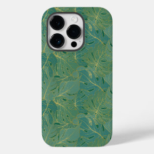 Green and gold palm leaves pattern Case-Mate iPhone 14 pro case
