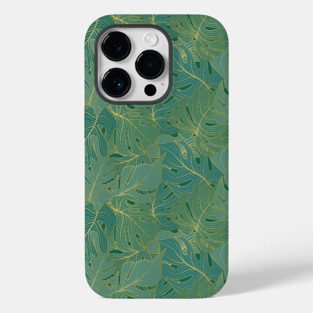 Green and gold palm leaves pattern Case-Mate iPhone case (Back)