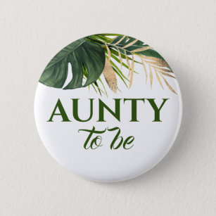 Green and Gold Palm Leaves Tropical Baby Shower Button