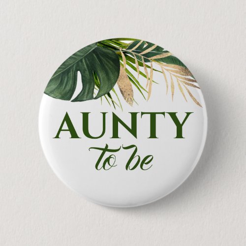 Green and Gold Palm Leaves Tropical Baby Shower Button