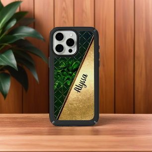 Green and Gold Palm Tree Personalized iPhone 15 Pro Max Case
