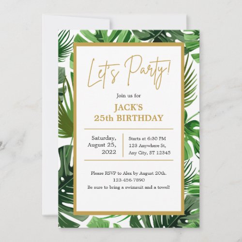 Green and Gold Party Invitation