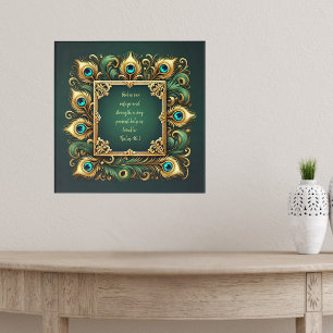 Green and Gold Peacock Frame Bible Verses Acrylic Print
