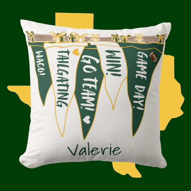 Green and Gold Pennant Pillow Waco Dorm Decor Name (Creator Uploaded)