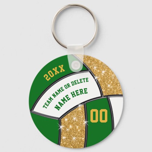 Green and Gold Personalize Volleyball Party Favor Keychain