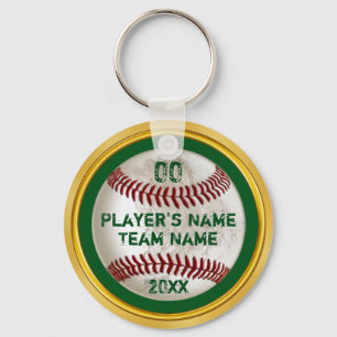 Green and Gold Personalized Baseball Keychains