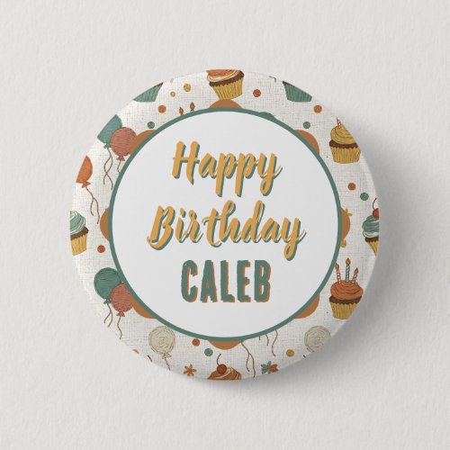 Green and Gold | Personalized Happy Birthday  Button