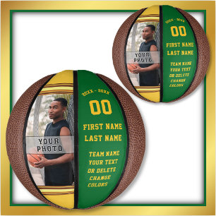 Green and Gold, Photo, Custom Mini Basketball,  Basketball