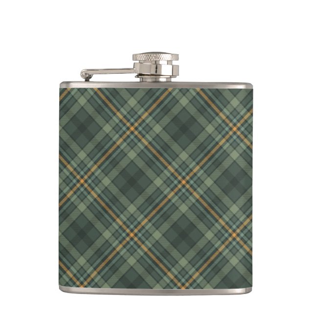 Green and Gold Plaid Flask (Front)
