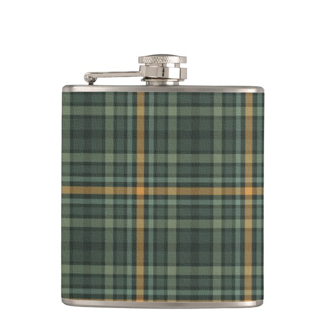 Green and Gold Plaid Flask (Front)