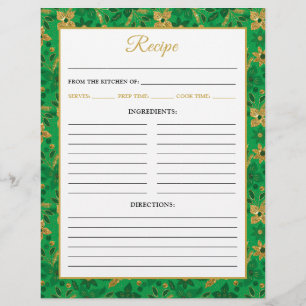 Green and Gold Poinsettia Flowers Recipe Page