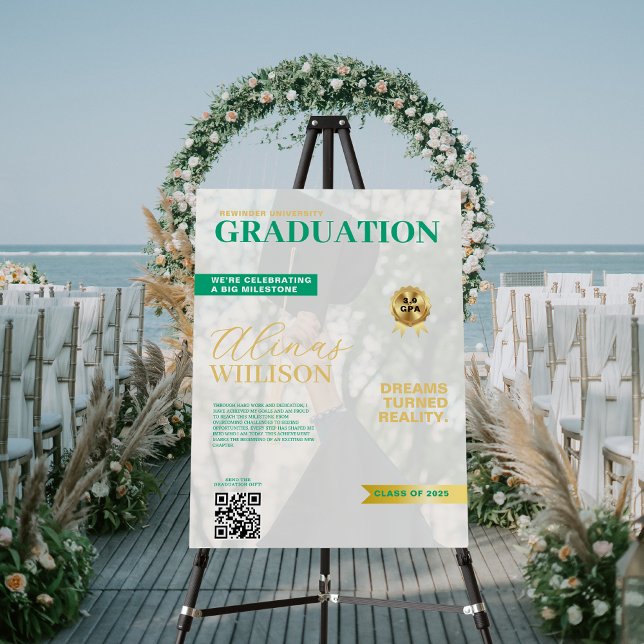 green and gold qr code magazine photo graduation foam board (Creator Uploaded)