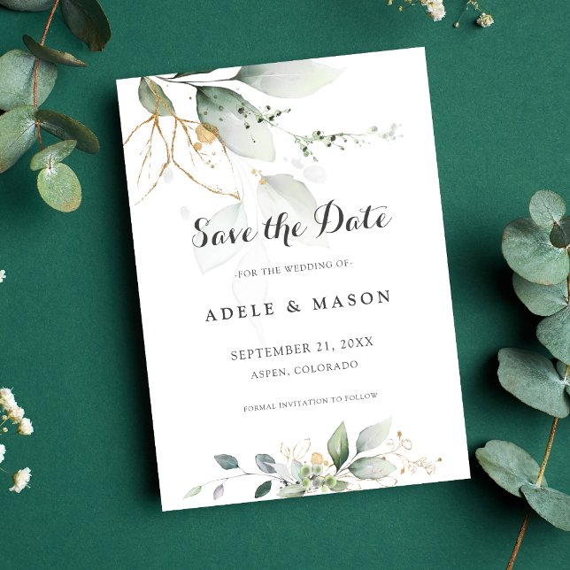 Green and Gold Save the Date Wedding Botantical (Creator Uploaded)