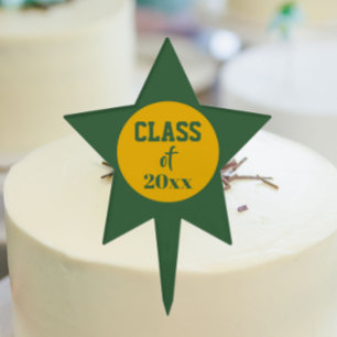 Green and Gold School Colors and Class Year Cake Topper